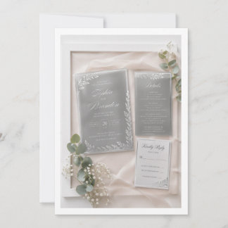 Elegant Silver Acrylic Wedding Invitation Suite   Inbjudningar