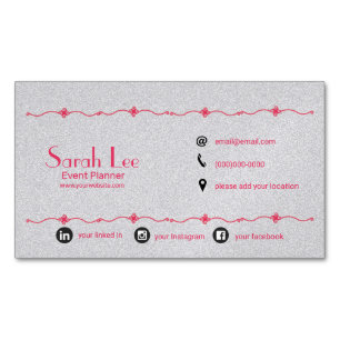 Elegant silver affärskort magnet