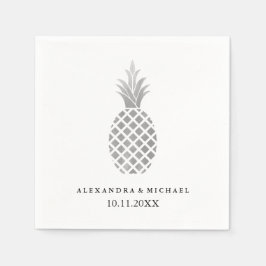 Elegant Silver Ananas Bröllop Pappersservett