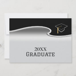 Elegant Silver and Black with Photo Graduation Meddelande