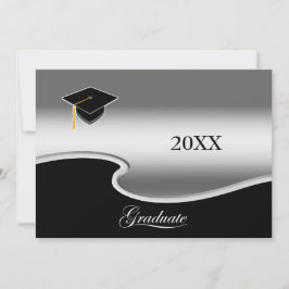 Elegant Silver and Black with Photo Graduation Meddelande