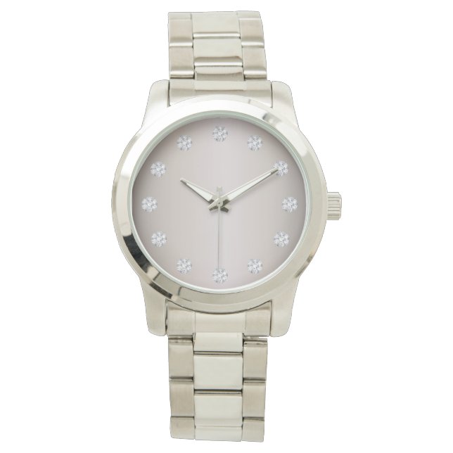 Elegant Silver Ansikte och diamanter Armbandsur (Framsida)