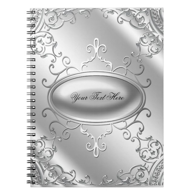 Elegant Silver bärbar dator Anteckningsbok Med Spiral (Framsidan)