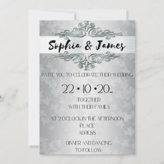 Elegant Silver Baroque Wedding Invitation – Custom Inbjudningar