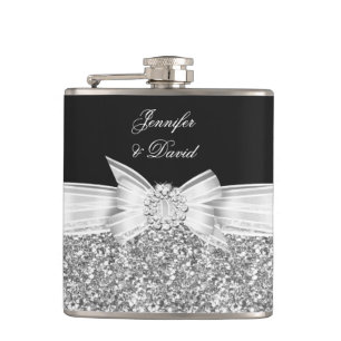 Elegant Silver Black Diamond Bröllop Förlovning Fickplunta