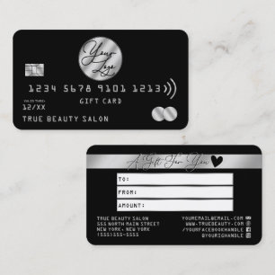 Elegant Silver Black Kredit Logotyp Gift Certifica Visitkort