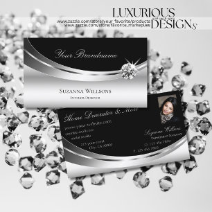 Elegant Silver Black med foto- och Gnistra Diamond Visitkort