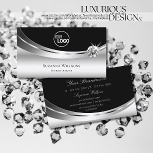 Elegant Silver Black med Logotyp och Gnistra Diamo Visitkort