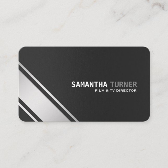 Elegant Silver Black Textured Professionell Anpass Visitkort (Framsida)