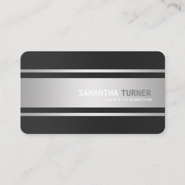 Elegant Silver Black Textured Professionell Anpass Visitkort (Framsida)