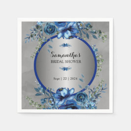 Elegant Silver Blommar Bröllop Napkins Pappersservett