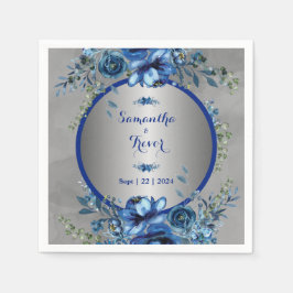 Elegant Silver Blommar Bröllop Pappersservett
