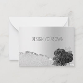 Elegant Silver Blommigt Design eget kort