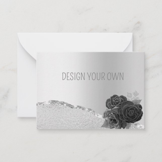 Elegant Silver Blommigt Design eget kort (Framsida)