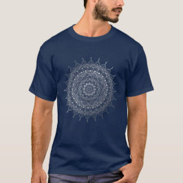 Elegant Silver Blommigt Henna Mandala T Shirt