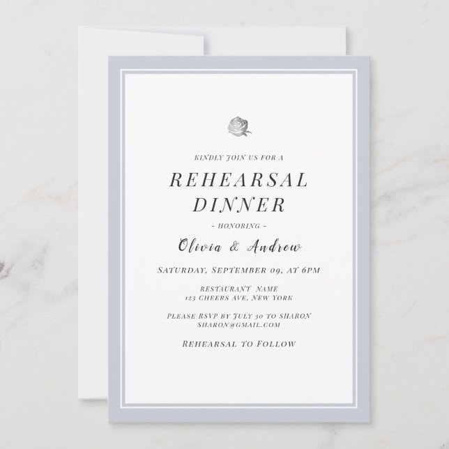 Elegant Silver Blommigt, minimalistisk repetitions Inbjudningar (Framsida)