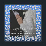 Elegant Silver Blue Heart Diamond Glitter Bröllop Magnet<br><div class="desc">Art Deco Bröllop Diamond Black and White Skam Board</div>