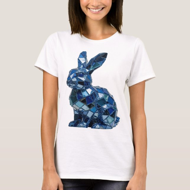 Elegant silver BLUE RABBIT-design T Shirt (Framsida)