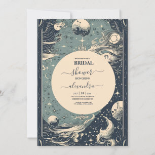 Elegant Silver Blue Tarot Möhippa Inbjudningar