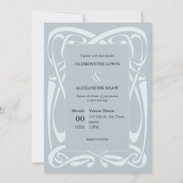 Elegant Silver Blue Vintage Ribbon Inbjudningar