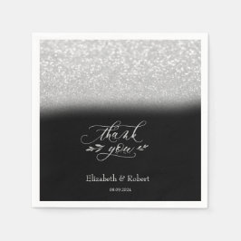 Elegant Silver bokeh Black Tack-kort Pappersservett