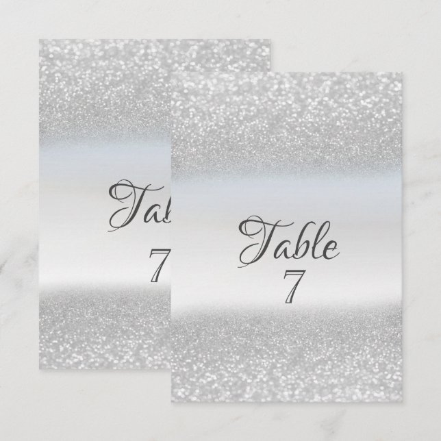Elegant Silver Bokeh Bord-kort för Glitter Inbjudningar (Fram/baksida)