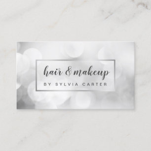 Elegant silver bokeh Feminine Hair Stylist Salon Visitkort