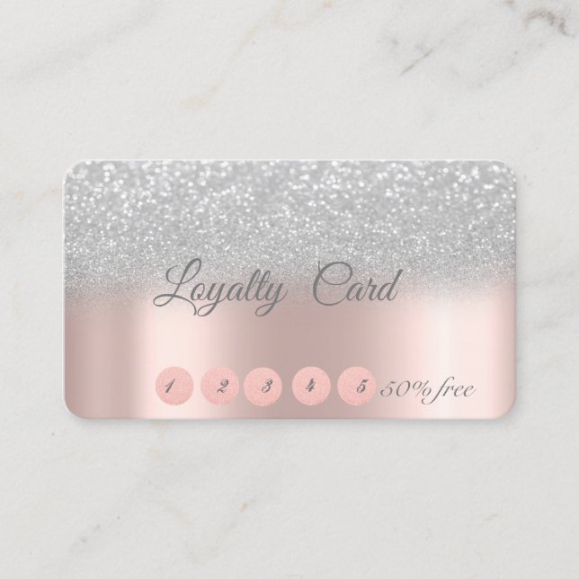 Elegant Silver Bokeh Roséguld Loajalitetskort Lojalitetskort (Framsida)