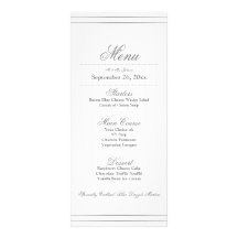Elegant Silver Border Wedding Dinner Menu