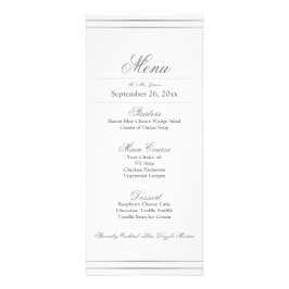 Elegant Silver Border Wedding Dinner Menu Reklamkort