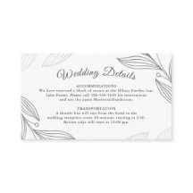 Elegant Silver Botanical Bröllop Information webbp