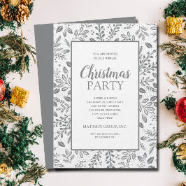 Elegant Silver Botanicals Christmas Party Inbjudningar