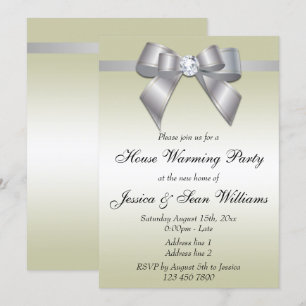 Elegant Silver Bow House Warming Party Inbjudningar
