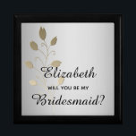 Elegant Silver Bridesmaid Frieri box Minnesask<br><div class="desc">Enkelt,  elegant,  lyx silver grått bridesmaid frieri låda med faux guld blommigt ornament.</div>