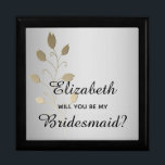 Elegant Silver Bridesmaid Frieri box Minnesask<br><div class="desc">Enkelt,  elegant,  lyx silver grått bridesmaid frieri låda med faux guld blommigt ornament.</div>