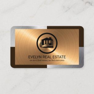 Elegant Silver Bronze Lagrar Realtor Visitkort