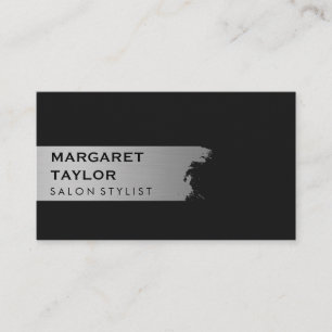 Elegant Silver Brushed / Black Visitkort