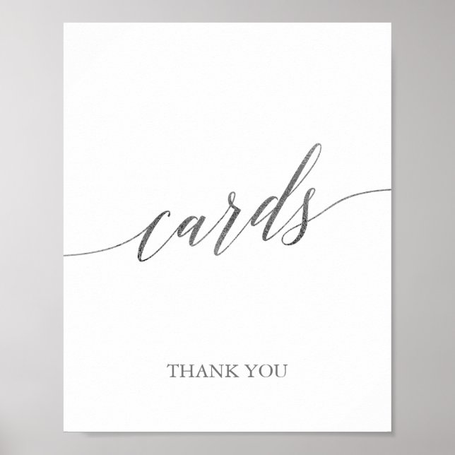 Elegant Silver Calligraphy Bröllopskort Sign Poster (Framsidan)