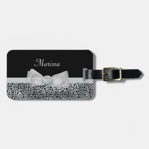 Elegant Silver Cheetah skriver ut ett fristigt fäl Bagagebricka