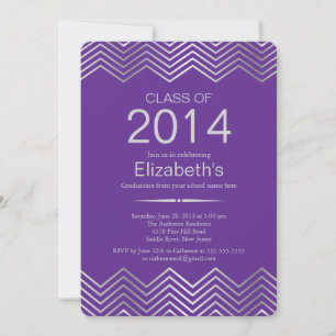 Elegant silver-chevron-gradueringsfestinbjudan inbjudningar