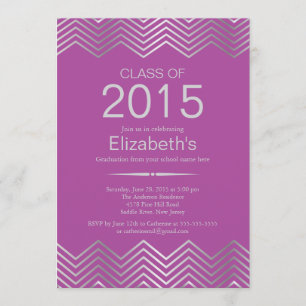 Elegant Silver Chevron Studentfest Inbjudan