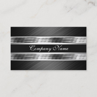 Elegant Silver Chrome Metall Black 2 Visitkort