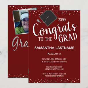 Elegant Silver Confetti Student, klass 2022 Inbjudningar
