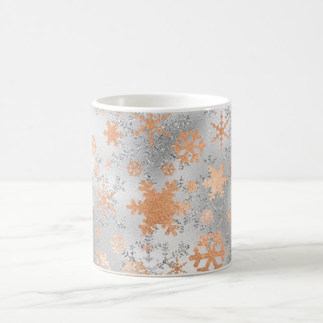 Elegant Silver Copper-jul Snowflake Mönster Kaffemugg (Center)