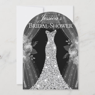 Elegant Silver Curtains Dress Möhippa Arch Inbjudningar