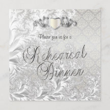 Elegant Silver Damask Stil Bröllop 3