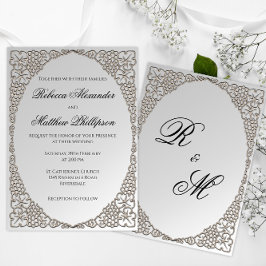 Elegant Silver Decorative Bröllop Inbjudningar