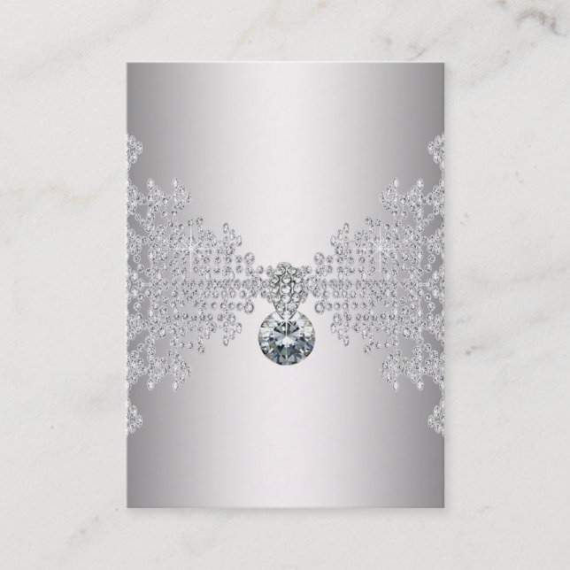 Elegant Silver Diamond Business Card-mall Visitkort (Framsida)