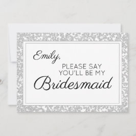 Elegant Silver Diamond Glitter Bridesmaid Inbjudningar