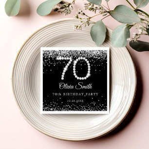 Elegant Silver Diamonder 70:e Födelsedagsfesten Pappersservett